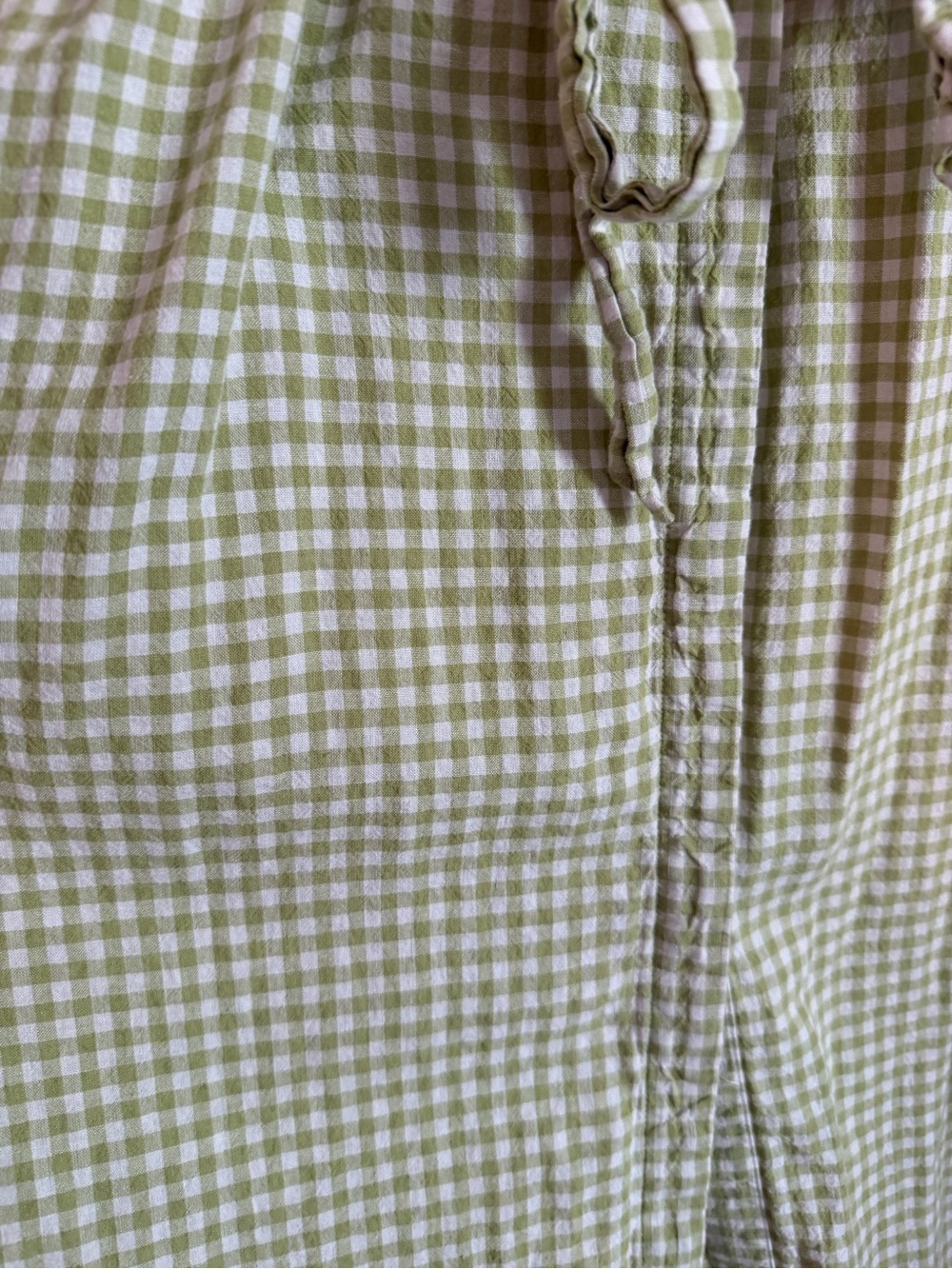 Donna Karan Light Green Gingham Tie-Waist Dress - Picture 4 of 5